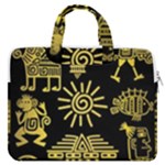 Maya Style Gold Linear Totem Icons MacBook Pro 16  Double Pocket Laptop Bag 