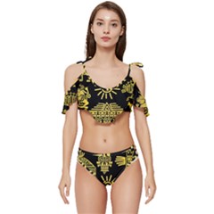 Ruffle Edge Tie Up Bikini Set	 