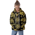 Maya Style Gold Linear Totem Icons Kids  Oversized Hoodie