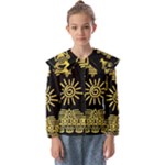 Maya Style Gold Linear Totem Icons Kids  Peter Pan Collar Blouse