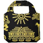 Maya Style Gold Linear Totem Icons Foldable Grocery Recycle Bag
