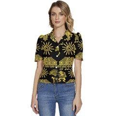 Puffed Short Sleeve Button Up Jacket 