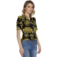 Puffed Short Sleeve Button Up Jacket 
