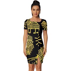 Fitted Knot Split End Bodycon Dress 