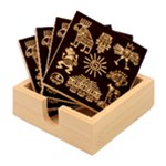 Maya Style Gold Linear Totem Icons Bamboo Coaster Set