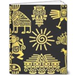 Maya Style Gold Linear Totem Icons 8  x 10  Hardcover Notebook