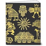 Maya Style Gold Linear Totem Icons 8  x 10  Softcover Notebook