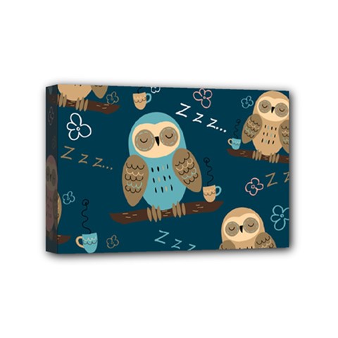 Seamless Pattern Owls Dreaming Mini Canvas 6  x 4  (Stretched) from ArtsNow.com