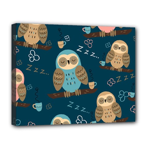Seamless Pattern Owls Dreaming Canvas 14  x 11  (Stretched) from ArtsNow.com