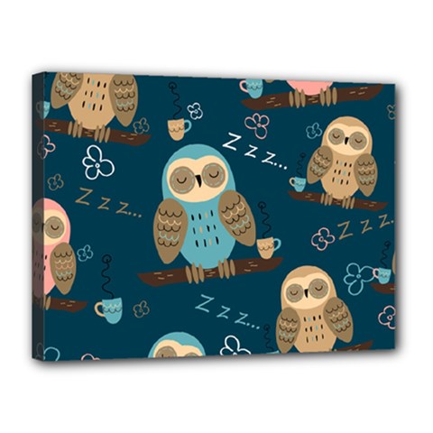 Seamless Pattern Owls Dreaming Canvas 16  x 12  (Stretched) from ArtsNow.com