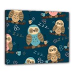 Seamless Pattern Owls Dreaming Canvas 20  x 16  (Stretched)