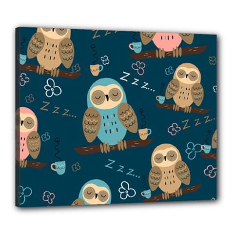 Seamless Pattern Owls Dreaming Canvas 24  x 20  (Stretched) from ArtsNow.com
