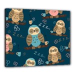Seamless Pattern Owls Dreaming Canvas 24  x 20  (Stretched)