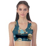 Seamless Pattern Owls Dreaming Fitness Sports Bra