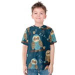 Seamless Pattern Owls Dreaming Kids  Cotton T-Shirt