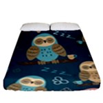 Seamless Pattern Owls Dreaming Fitted Sheet (Queen Size)