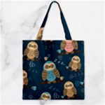 Seamless Pattern Owls Dreaming Zipper Grocery Tote Bag