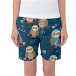 Seamless Pattern Owls Dreaming Women s Basketball Shorts