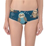 Seamless Pattern Owls Dreaming Mid-Waist Bikini Bottoms