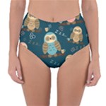 Seamless Pattern Owls Dreaming Reversible High-Waist Bikini Bottoms