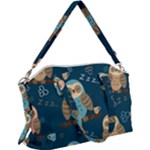Seamless Pattern Owls Dreaming Canvas Crossbody Bag