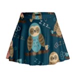 Seamless Pattern Owls Dreaming Mini Flare Skirt