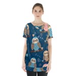 Seamless Pattern Owls Dreaming Skirt Hem Sports Top