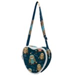 Seamless Pattern Owls Dreaming Heart Shoulder Bag