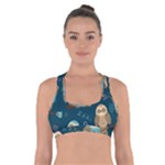 Seamless Pattern Owls Dreaming Cross Back Sports Bra