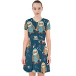 Seamless Pattern Owls Dreaming Adorable in Chiffon Dress