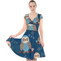 Cap Sleeve Front Wrap Midi Dress 