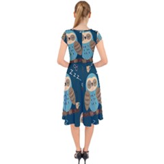 Cap Sleeve Front Wrap Midi Dress 