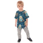 Seamless Pattern Owls Dreaming Kids  Raglan T-Shirt