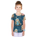 Seamless Pattern Owls Dreaming Kids  One Piece T-Shirt