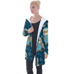 Seamless Pattern Owls Dreaming Longline Hooded Cardigan