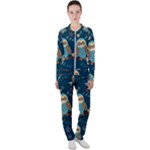 Seamless Pattern Owls Dreaming Casual Jacket and Pants Set