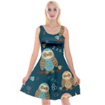 Seamless Pattern Owls Dreaming Reversible Velvet Sleeveless Dress