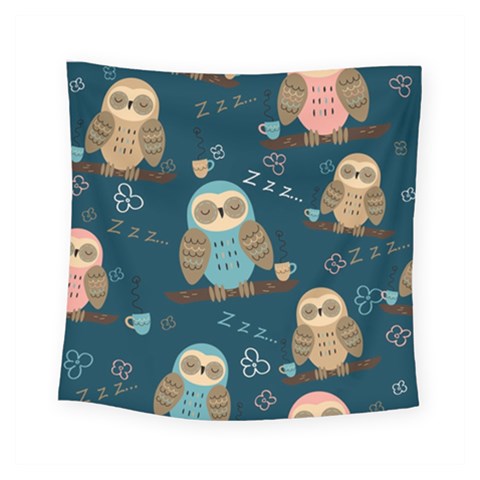 Seamless Pattern Owls Dreaming Square Tapestry (Small) from ArtsNow.com