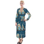 Seamless Pattern Owls Dreaming Velvet Maxi Wrap Dress