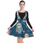 Seamless Pattern Owls Dreaming Plunge Pinafore Dress
