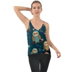 Seamless Pattern Owls Dreaming Chiffon Cami