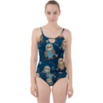 Seamless Pattern Owls Dreaming Cut Out Top Tankini Set