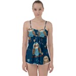 Seamless Pattern Owls Dreaming Babydoll Tankini Top
