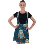 Seamless Pattern Owls Dreaming Velvet Suspender Skater Skirt