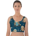 Seamless Pattern Owls Dreaming Velvet Crop Top