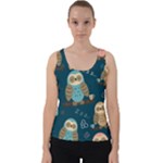 Seamless Pattern Owls Dreaming Velvet Tank Top