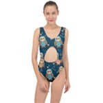 Seamless Pattern Owls Dreaming Center Cut Out Swimsuit