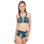 Seamless Pattern Owls Dreaming Cage Up Bikini Set
