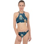 Seamless Pattern Owls Dreaming Halter Bikini Set