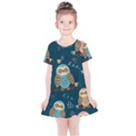 Seamless Pattern Owls Dreaming Kids  Simple Cotton Dress